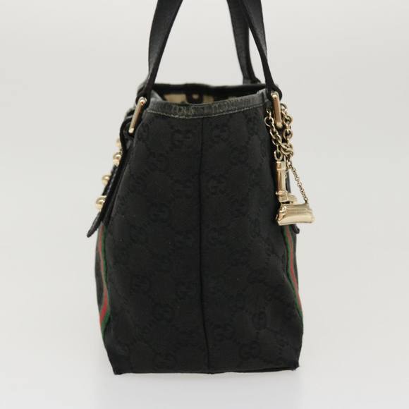 GUCCI Web Sherry Line GG Canvas Hand Bag Black Green Red 213048 Auth rd4507 - Picture 3 of 16